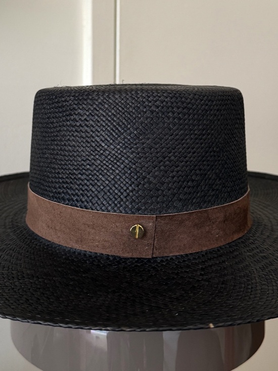 Janessa Leone Black Straw Hat, Size S main image 5